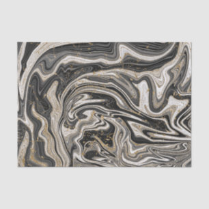 Papel De Seda Preto Branco e Dourado Chic Swirl Casamento Modern