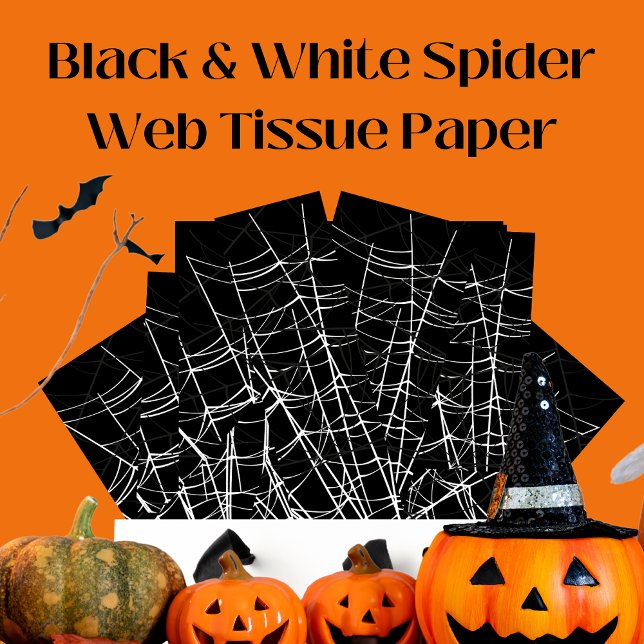 Papel De Seda Preto com aranha branca e fantasma moderno giro (Criador carregado)