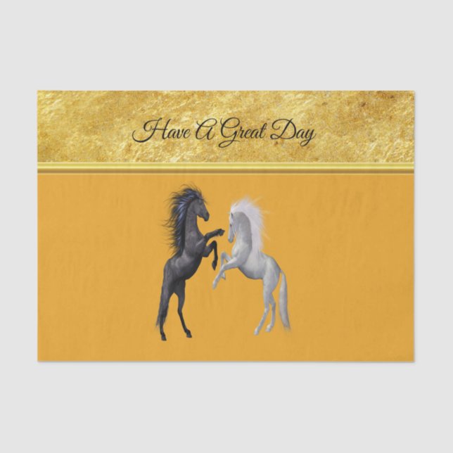 Papel De Seda Preto e branco Cavalo que luta (Frente )