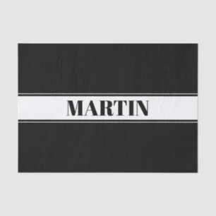 Papel De Seda Preto e Branco Faixa com Nome Personalizado