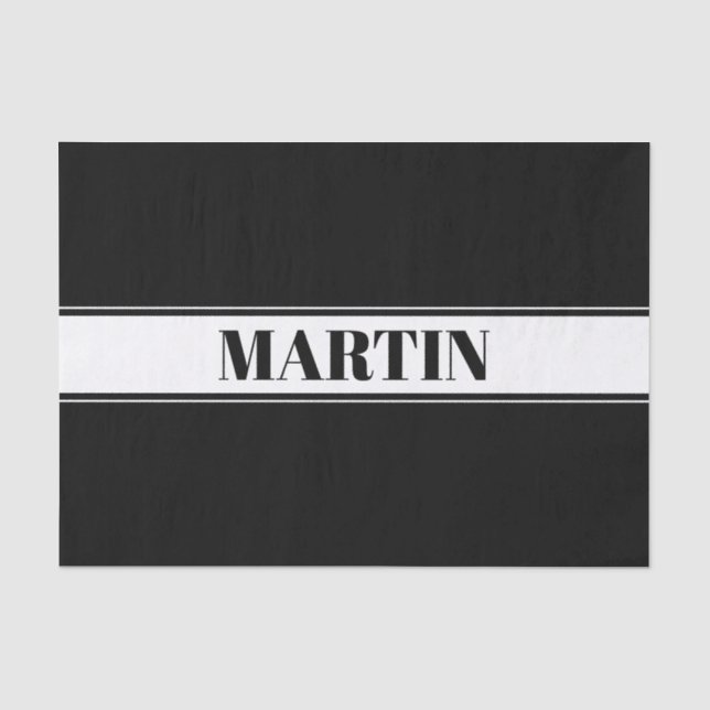 Papel De Seda Preto e Branco Faixa com Nome Personalizado (Frente )