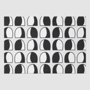 Papel De Seda Preto e Branco Meio Círculo Geométrico 