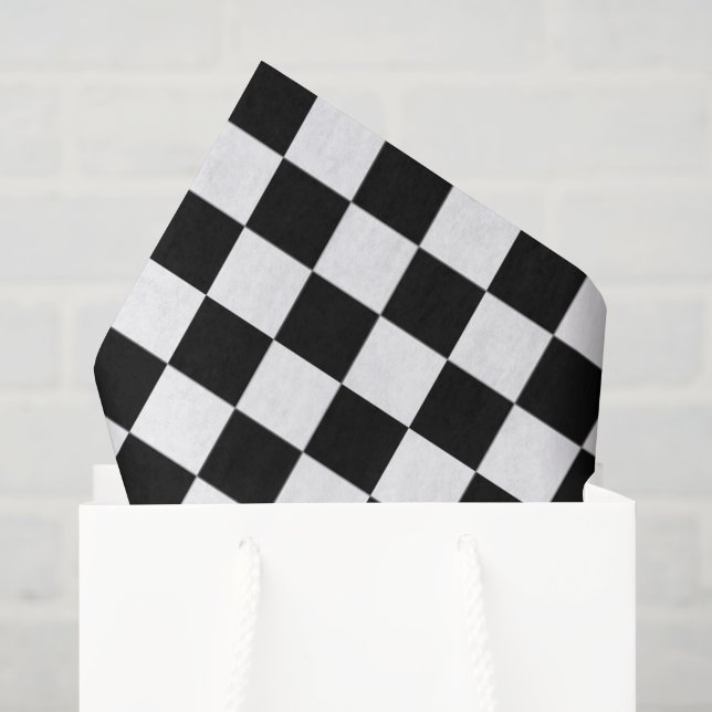 Papel De Seda Preto e Branco Xadrez (Sacola de presentes)
