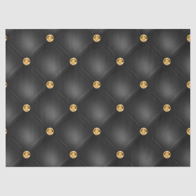 Papel De Seda Preto e Dourado Tuftado (Frente )