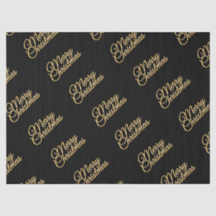 Papel De Seda Preto Elegante com Dourada Mancha de Natal Feliz
