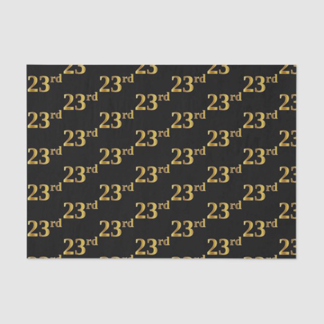 Papel De Seda Preto, Faux Dourado 23º (23º) Evento (Frente )