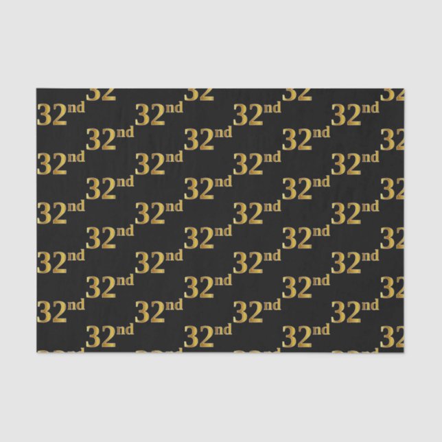 Papel De Seda Preto, Faux Dourado 32º (32º) (Frente )