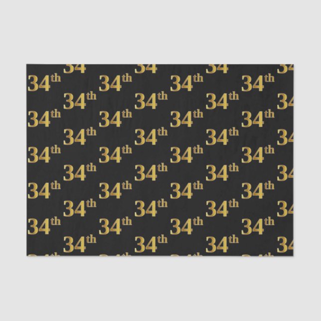 Papel De Seda Preto, Faux Dourado 34º (Trinta e Quarto) Evento (Frente )