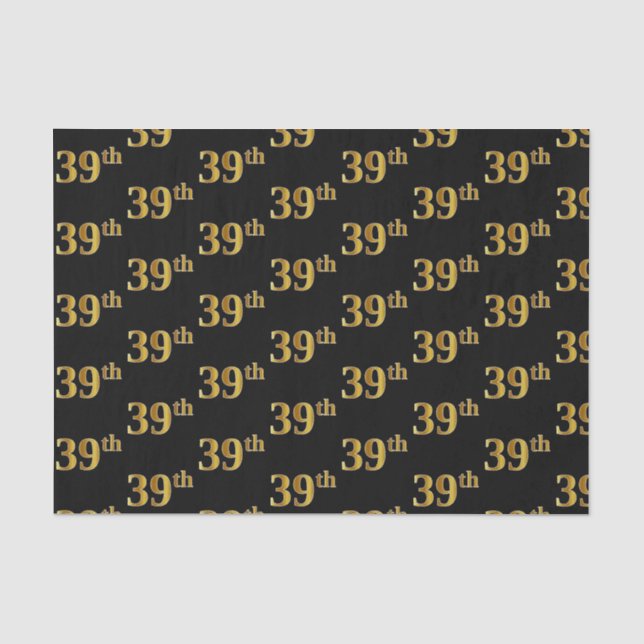 Papel De Seda Preto, Faux Dourado 39º (39º) Evento (Frente )