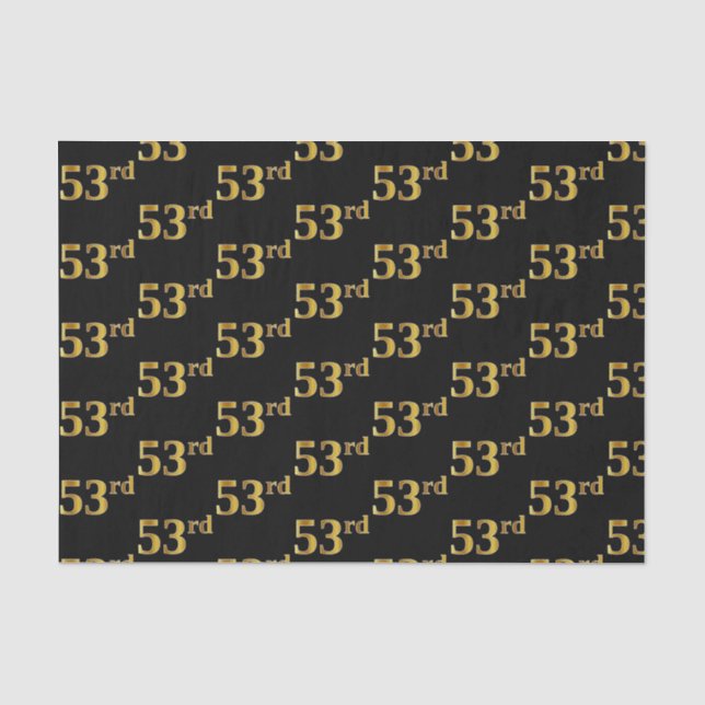 Papel De Seda Preto, Faux Dourado 53º (53º) Evento (Frente )