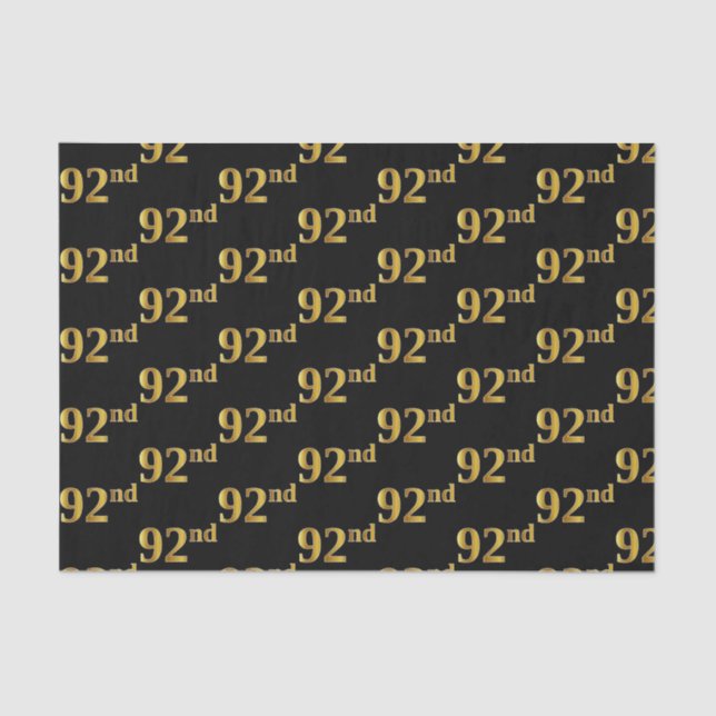 Papel De Seda Preto, Faux Dourado 92º (Noventa-Segundo) Evento (Frente )