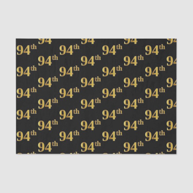 Papel De Seda Preto, Faux Dourado 94º (94º) Evento (Frente )