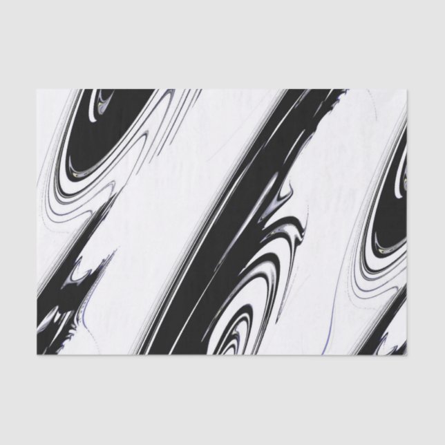 Papel De Seda Preto Moderno e Branco (Frente )