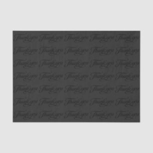 Papel De Seda Preto Monocromático E Cinzas Obrigado Padrão