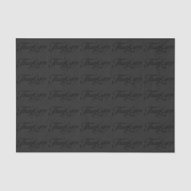 Papel De Seda Preto Monocromático E Cinzas Obrigado Padrão (Frente )