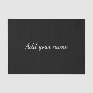 Papel De Seda Preto sólido adicionar nome mensagem de texto aqui