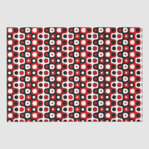 Papel De Seda preto vermelho e branco geométrico