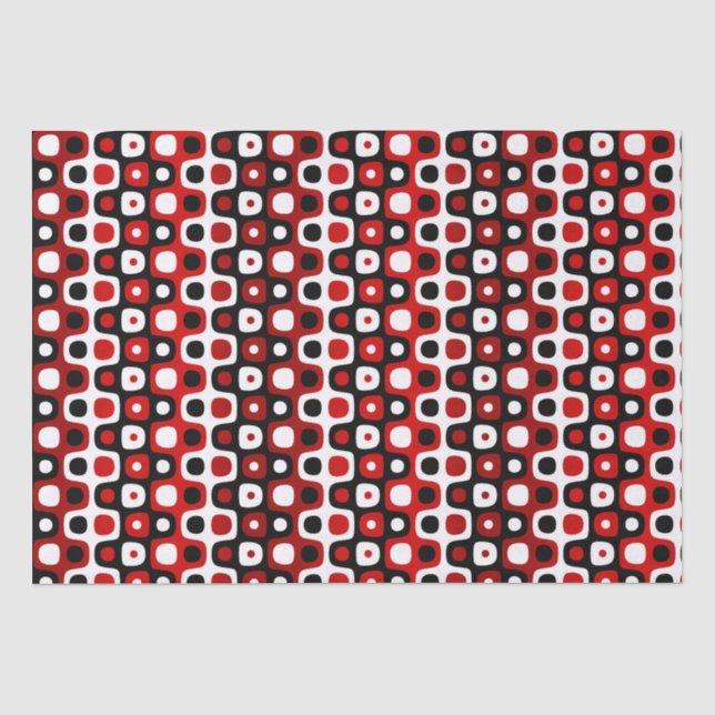 Papel De Seda preto vermelho e branco geométrico (Frente )