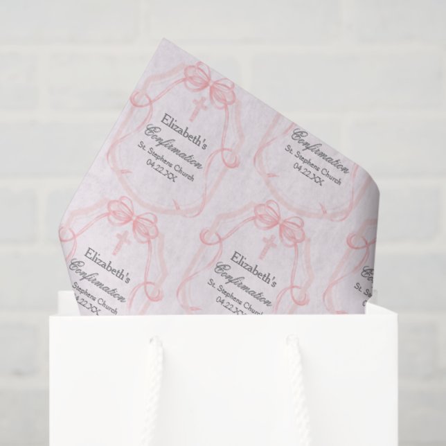 Papel De Seda Pretty Pink Confirmation Party Personalized (Sacola de presentes)