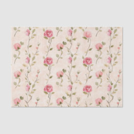 Papel De Seda Pretty Pink Cream Roses Floral Bridal Shower