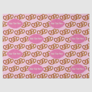 Papel De Seda Pretzel Love with Custom Text Repetir Padrão Rosa