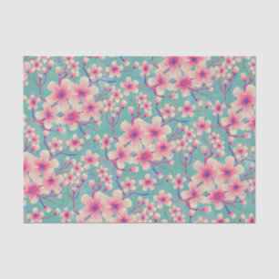 Papel De Seda Primavera Cherry Blossoms verde