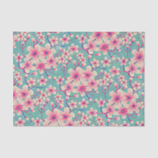 Papel De Seda Primavera Cherry Blossoms verde