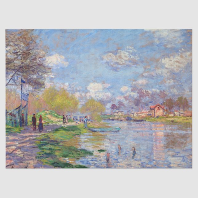 Papel De Seda Primavera Claude Monet pelo Sena (Frente )