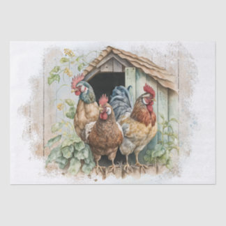 Papel De Seda Primavera Fazenda Rooster Watercolor