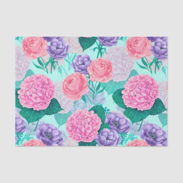 Papel De Seda Primavera jardim aquarela 2 (Frente )