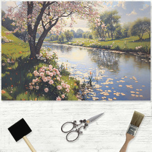 Papel De Seda Primavera Landscape Flor de Árvore de Dissociação