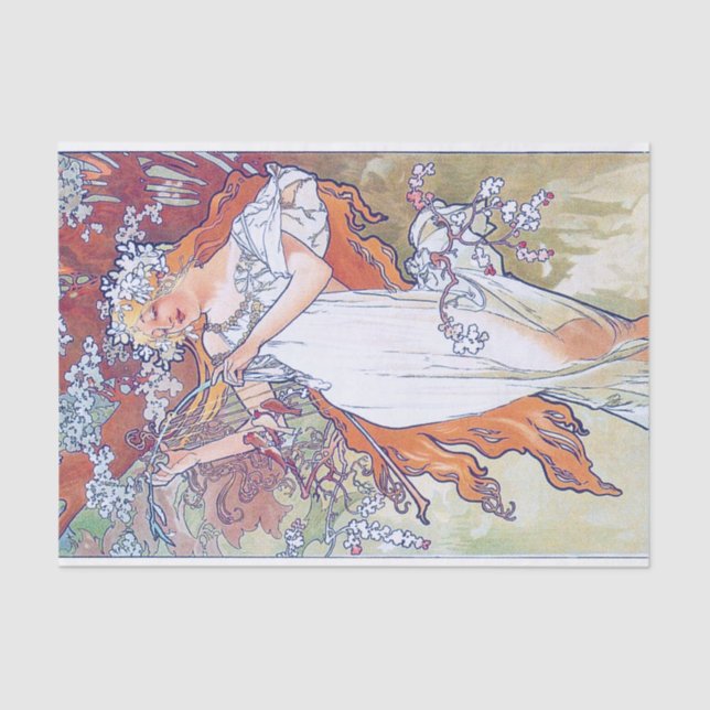 Papel De Seda Primavera (Quatro Assentos), Alphonse Mucha (Frente )