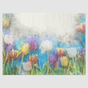 Papel De Seda Primavera Tulipas Artesanato de Decoupage de Aquar