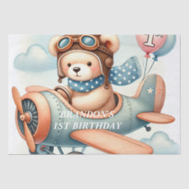 Papel De Seda primeiro aniversario Avião Menino Aquarela Para Ci