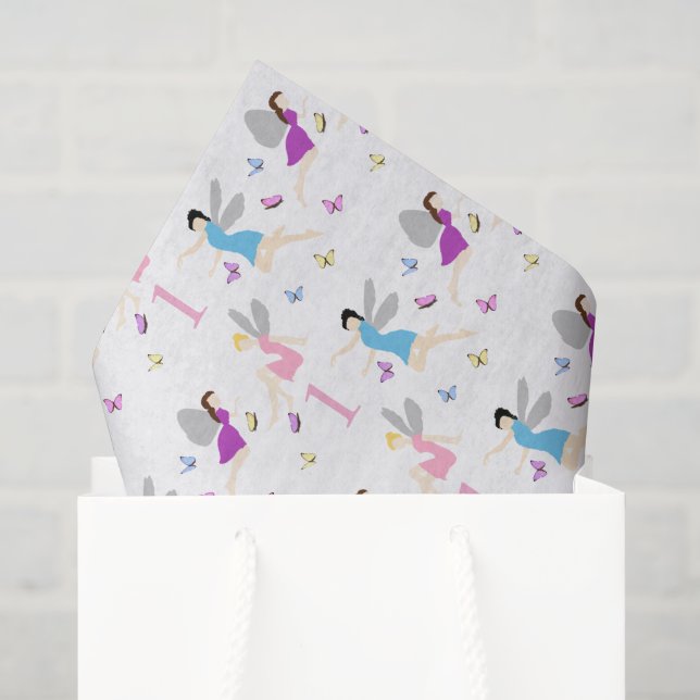 Papel De Seda Primeiro Aniversário de Fada (Sacola de presentes)