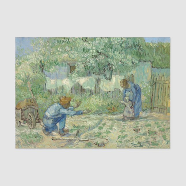 Papel De Seda Primeiros passos, após Millet por Vincent Van Gogh (Frente )