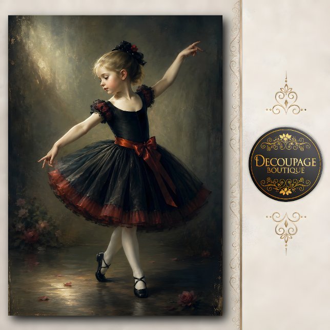 Papel De Seda Princesa Bailarina do Ballet Rosa Negra (Black Rose Ballet Princess Ballerina Tissue Paper)