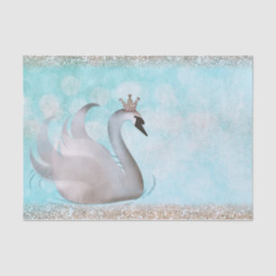 Papel De Seda Princesa Cisne Azul Dourado Brilho Brilhos Livro d