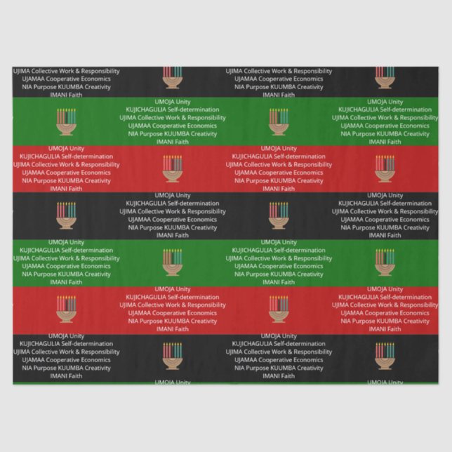 Papel De Seda Princípios KWANZAA da NGUZO SABA 7 (Frente )