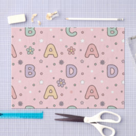 Papel De Seda Professor de Letras Rosa Padrão Escolar