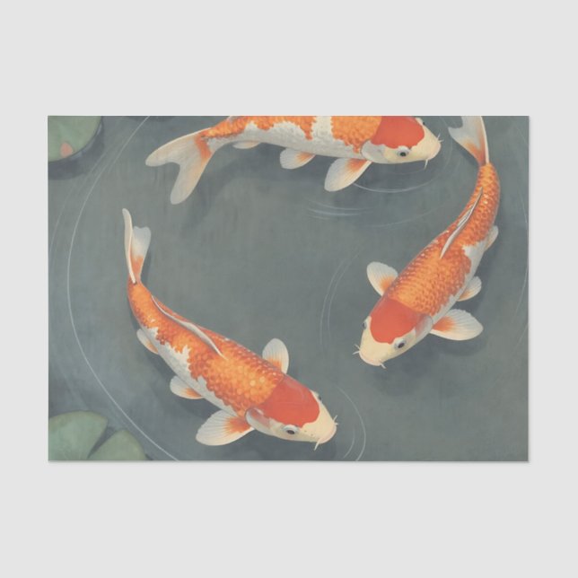 Papel De Seda Projeto de Serenidade de Lago de Peixes Koi Gracio (Frente )