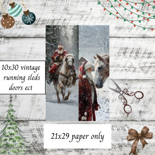 Papel De Seda Projetos de Decoupage Cavalo Papai Noel 10x20