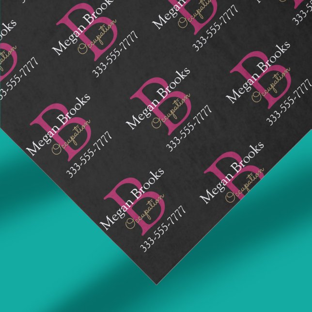Papel De Seda Promoção Comercial, Nome, Monograma e Título em Pr (Criador carregado)