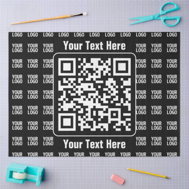 Papel De Seda Promotional QR code (editable) plus Logo Pattern (Arte )