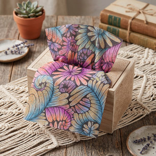 Papel De Seda Psicodélica Boho Neon Swirl Floral Boutique