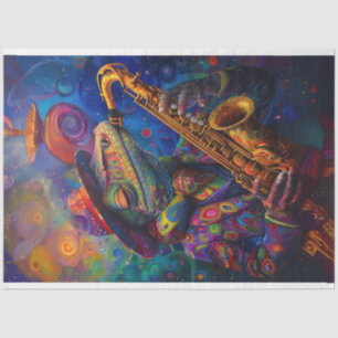 Papel De Seda Psychedelic Jazz tocando Lenny Lizard Decoupage