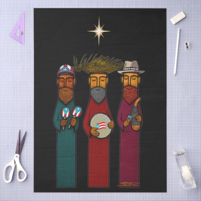 Papel De Seda Puerto Rican Three Wise Men – Parranda (Arte )