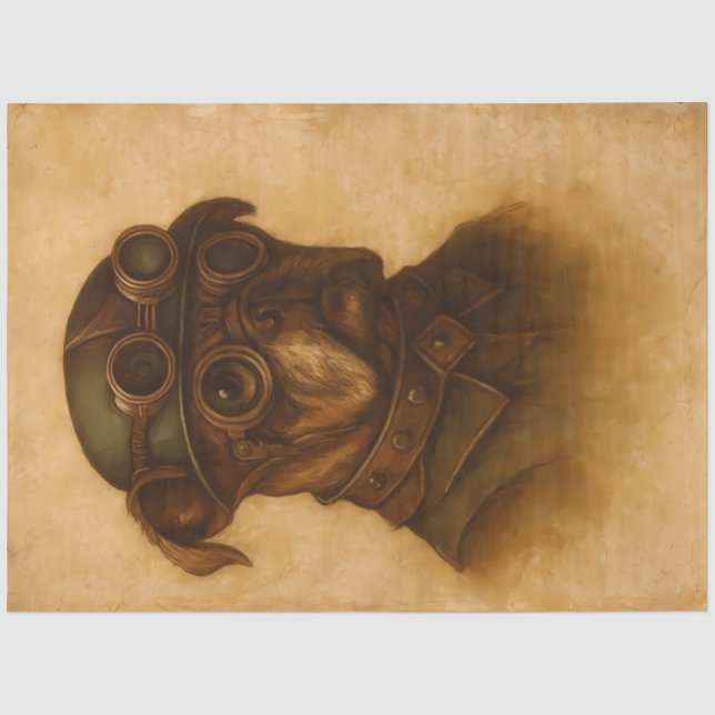 Papel De Seda Pug Aviador Steampunk Decoupage (Frente )