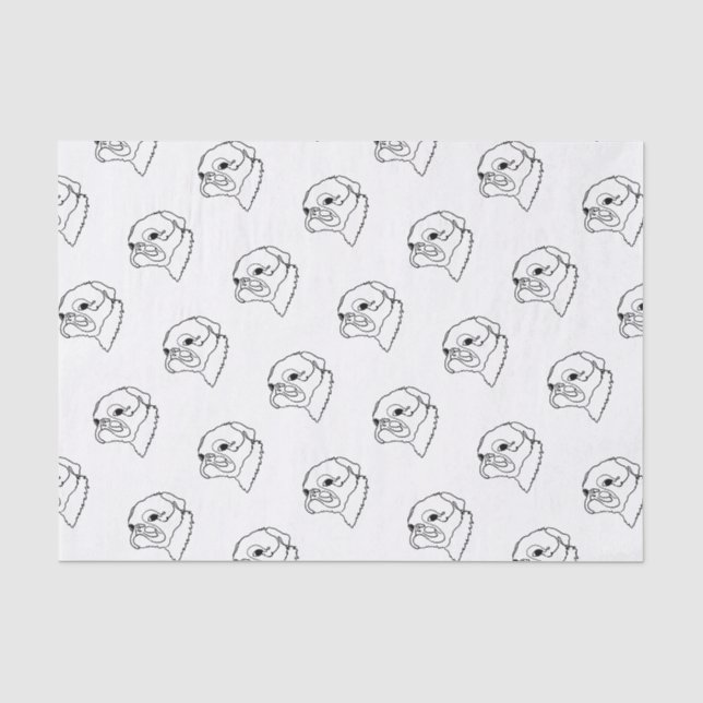 Papel De Seda Pug de Arte de Linha Personalizável (Frente )