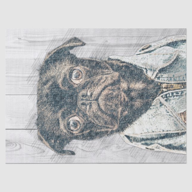Papel De Seda Pug Dog Decoupage (Frente )